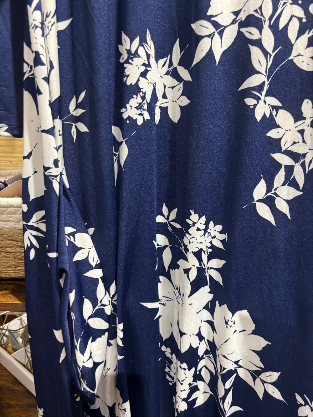 Celeste Navy and White Floral Long-Sleeve Swing Dress - Picture 2 of 2